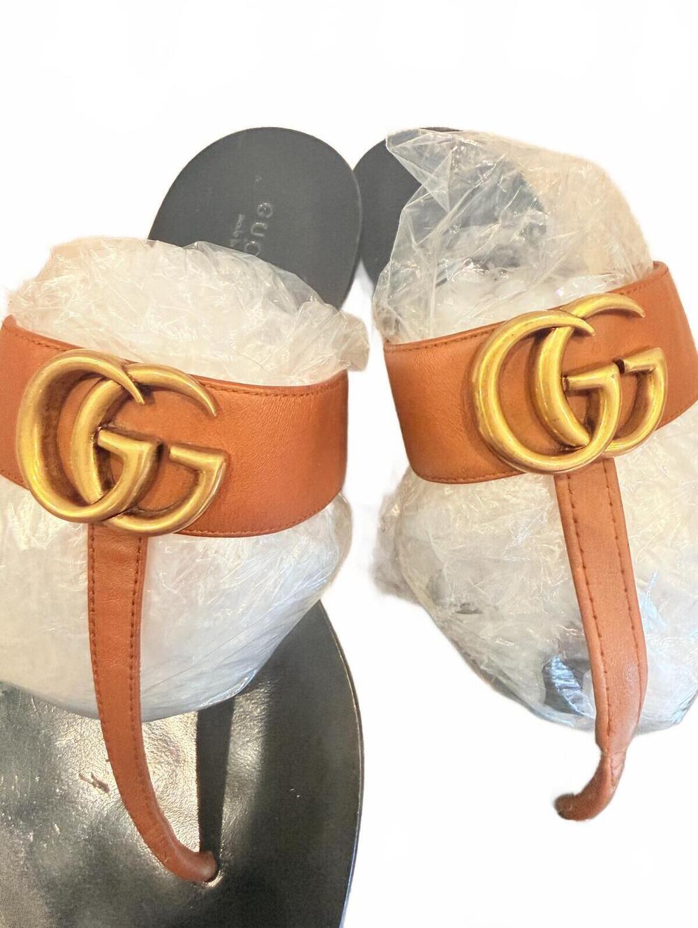 Gucci Marmont Double G Brown Leather Sandals [COPY] - Picture 2 of 10